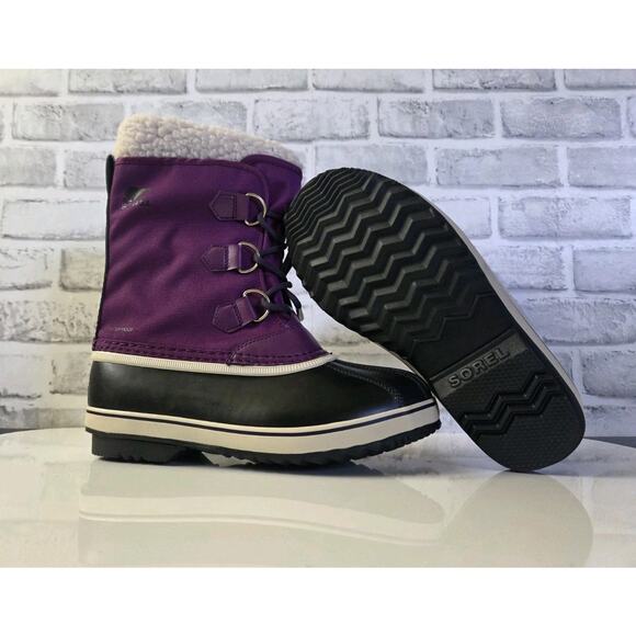 Girls Sorel Yoot Pac Duck Snow Waterproof Rubber Winter Boots Purple Warm Size 5 - Picture 1 of 6
